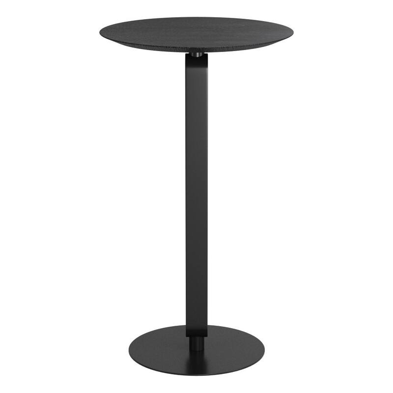 HomeRoots 24" Black Wood and Steel Rounded Bar Table - 24.00 in. x 41.30 in. x 24.00 in.