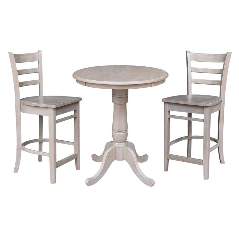 30" Round Pedestal Gathering Height Table with 2 Stools - 3 Piece Set