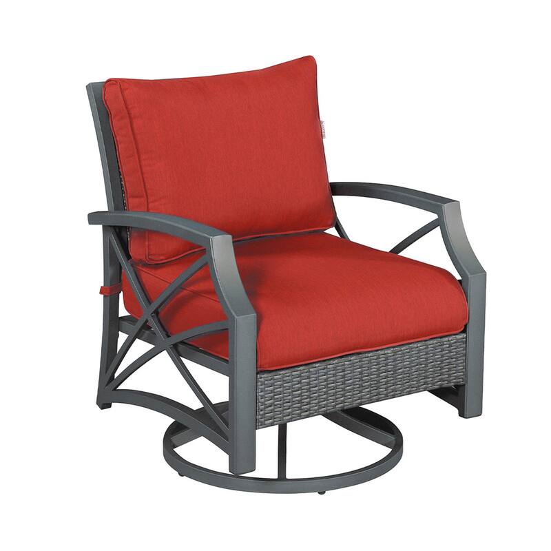 Outdoor Swivel Chairs for Patio - 1PC/GREY/RED