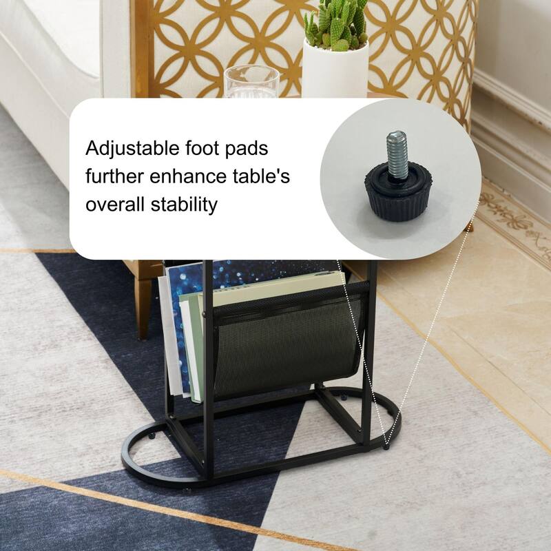 Acacia Oval Small Side Tables With Magazine Organizer Set of 2