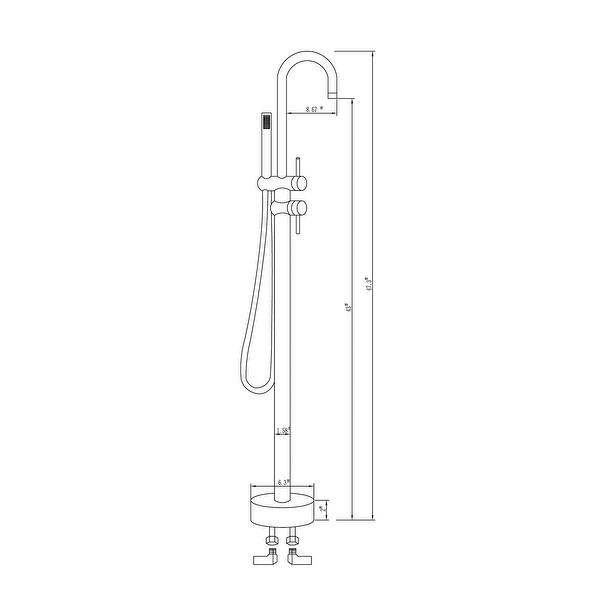 dimension image slide 4 of 5, Freestanding Double Handle Clawfoot Tub Faucet - 8" x 47"