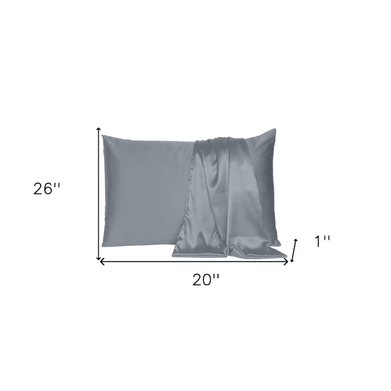 HomeRoots Dark Gray Dreamy Set Of 2 Silky Satin Standard Pillowcases