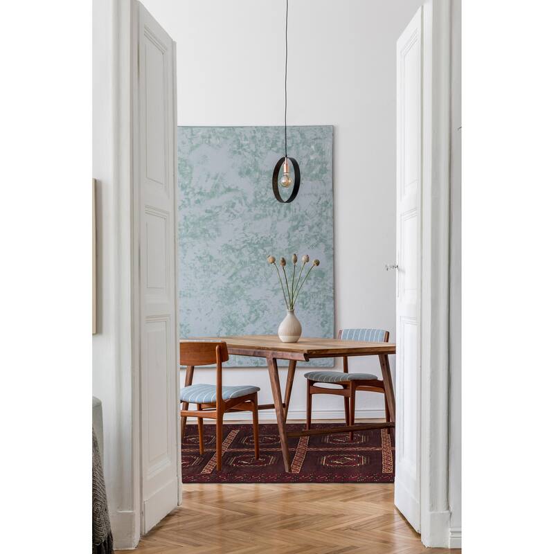 ECARPETGALLERY Hand-knotted Teimani Dark Burgundy Wool Rug - 3'4 x 6'0