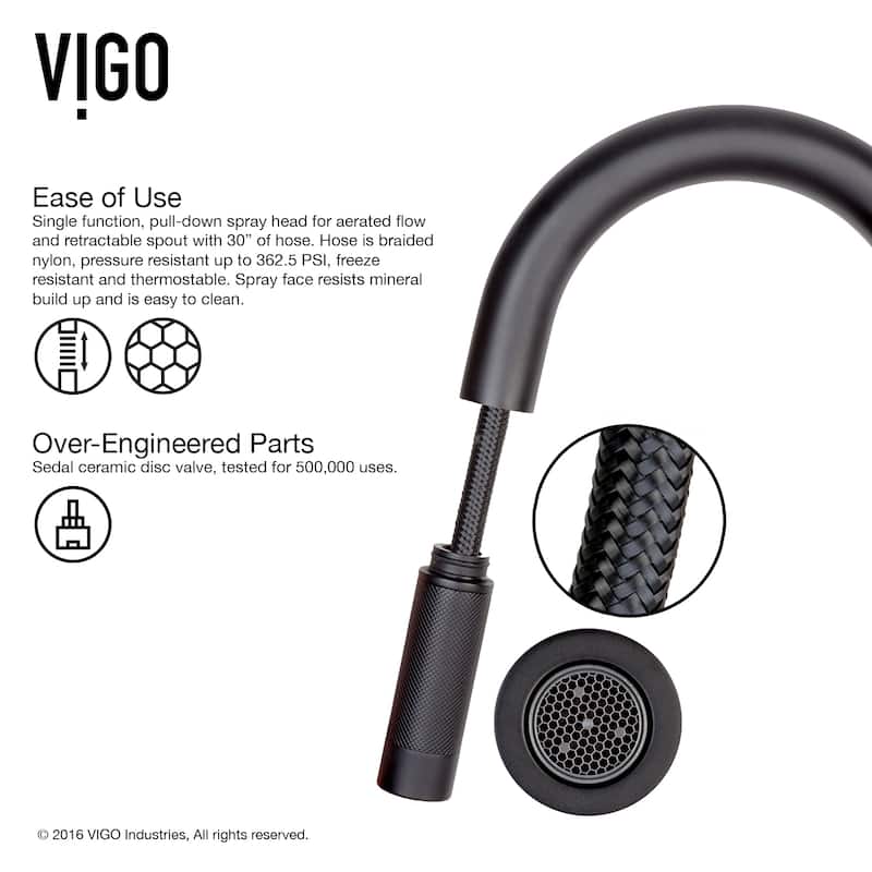 VIGO Gramercy 17" H Single Handle Pull-Down Spout Kitchen Faucet