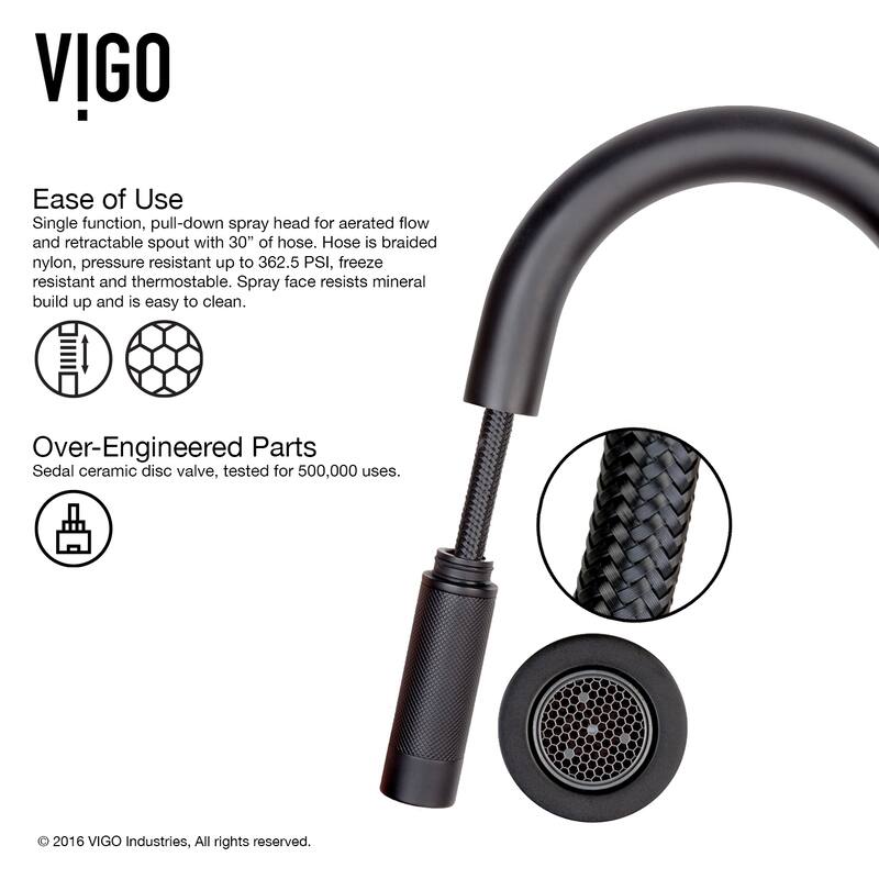 VIGO Gramercy 17" H Single Handle Pull-Down Spout Kitchen Faucet