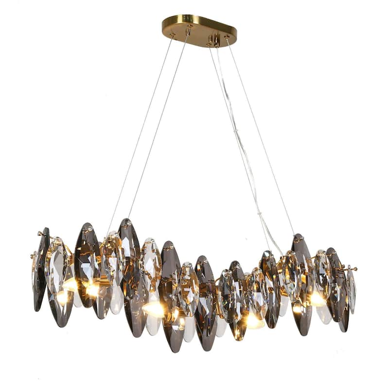 Modern Glam 4-Light Crystal Chandelier Linear Kitchen Island Lights - Gold - 32" W x 9.8" H x 9" D