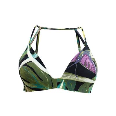 Vince Camuto Women's Printed Molded Strappy Swim Top Swimsuit (S, Black)