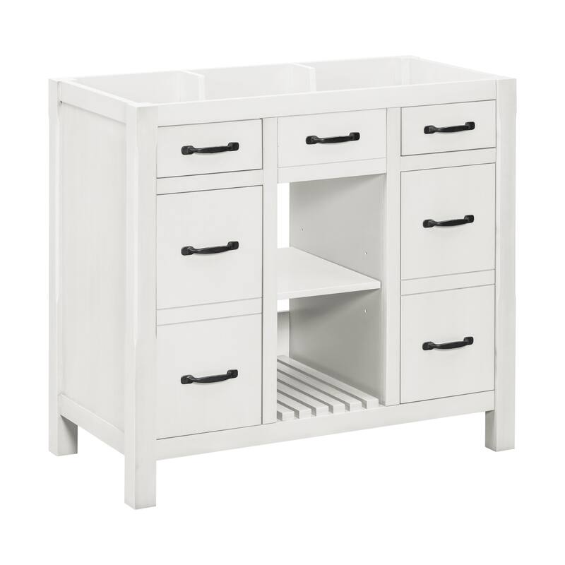 36" Solid Wood Frame Bathroom Cabinet