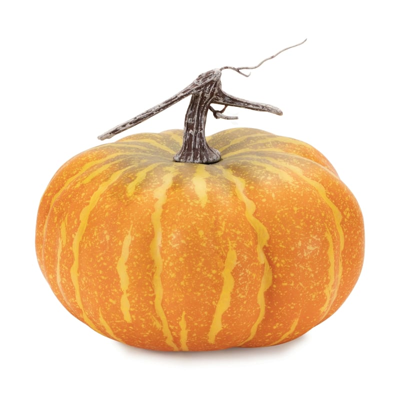 Variegated Stripe Pumpkin Fall Harvest Decorations - 9" - Set of 2
