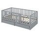 preview thumbnail 105 of 118, Wood Cribs Convertible Toddler Bed with Fence Guardrails and 2 Drawers Split into Independent Floor Bed and Daybed Slat Support