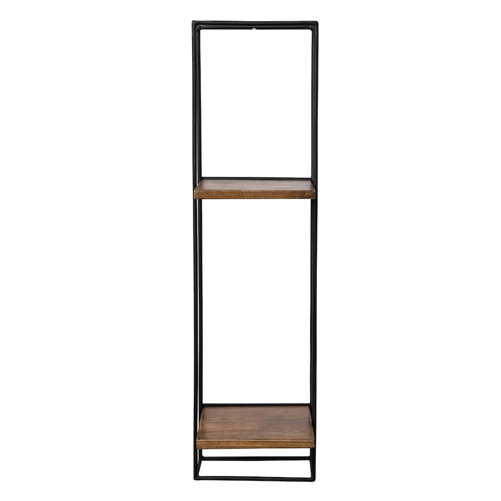 Metal and Wood Wall Shelf - 7.8"L x 6.3"W x 29.5"H