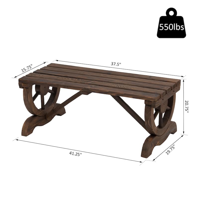 Outsunny 2-Person Wood Outdoor Garden Bench with a Unique Wheel Designed Legs