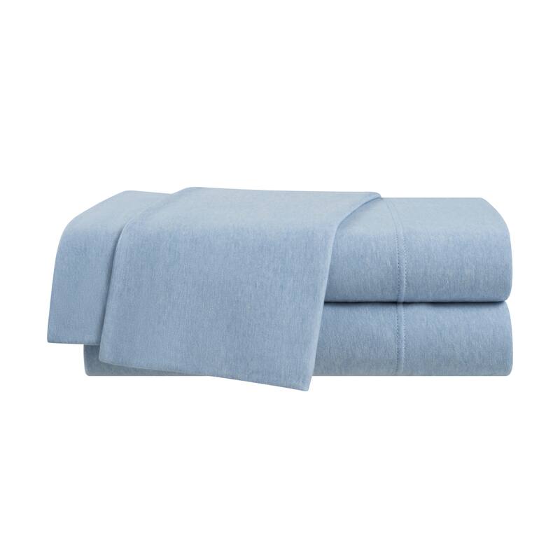 Vellux Solid Jersey Knit Sheet Set - Cotton Blend, Deep Pocket, Ultra Soft
