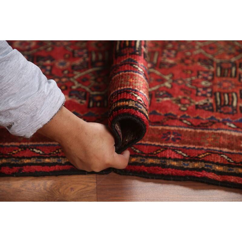 Hand Knotted Oriental 100% Wool Carpet Traditional All-Over Red Mahal Runner Rug - 9' 8'' X 3' 6''
