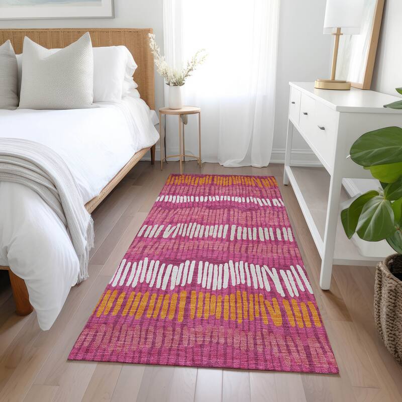 Machine Washable Indoor/ Outdoor Chantille Abstract Stripe Rug