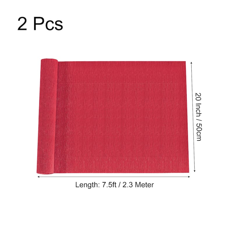 2pcs Crepe Paper Rolls DIY Decoration 7.5ft Long 20 Inch Wide - Red