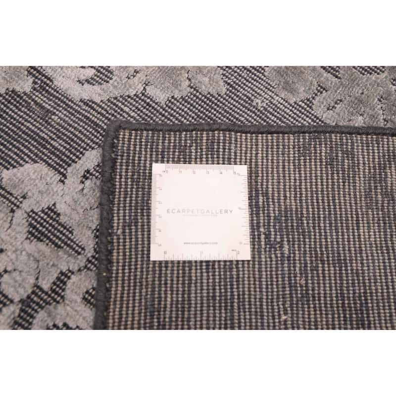 ECARPETGALLERY Hand Loomed Elysian Dark Grey Viscose, Wool Rug - 8'4 x 11'7