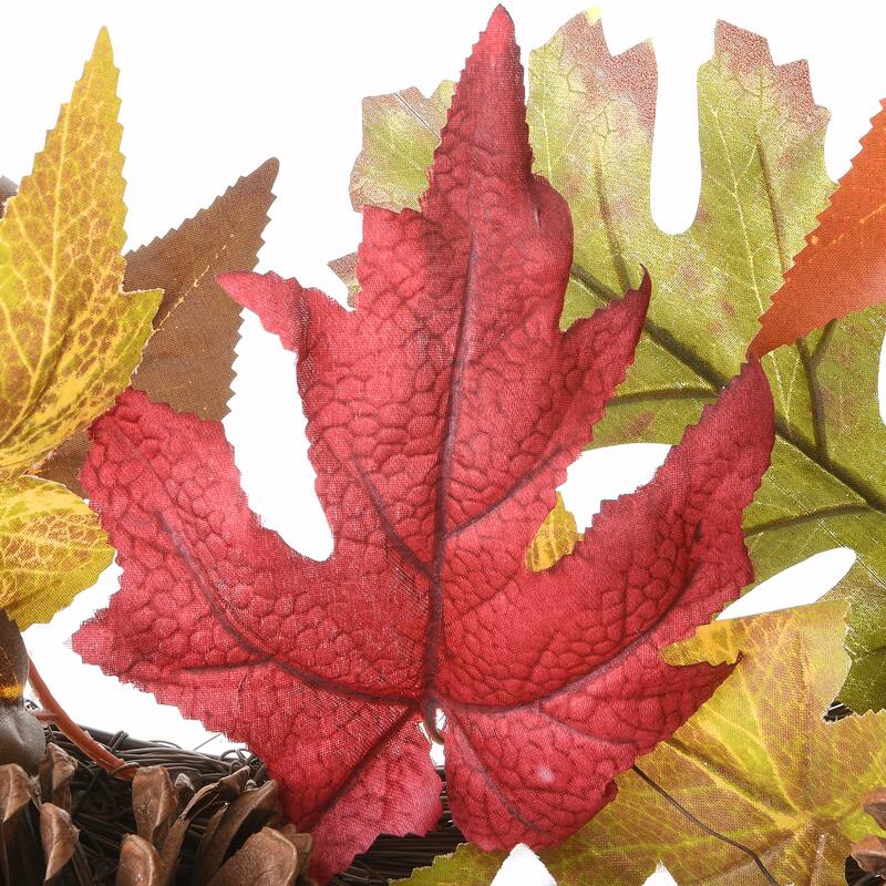 National Tree Company Artificial Autumn Wreath with Pumpkin Gourds, Pine Cones, Maple Leaves, 32 Inches - 32 in