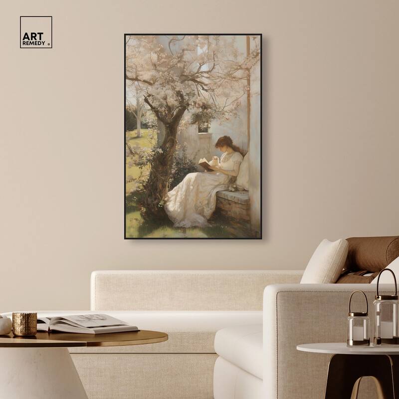 Reading With Her Cat Canvas by Art Remedy