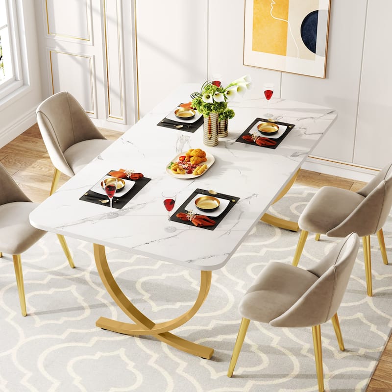 63 Inch Black Rectangular Dining Table for 4 to 6, 63 Inch Modern Kitchen Table