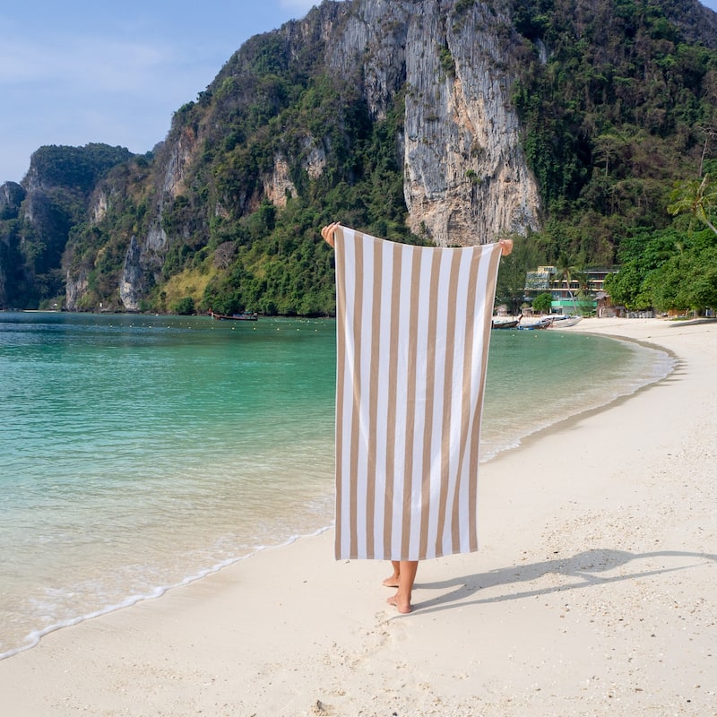 Arkwright Cali Cabana 4-Piece Striped Cotton Beach Towel Set - 30x60