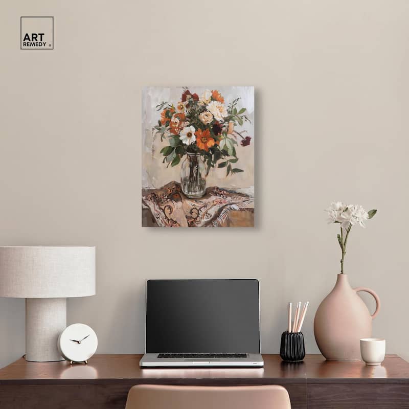 Delicate Glass Vase and Flowers Canvas by Art Remedy, Gallery Wrapped