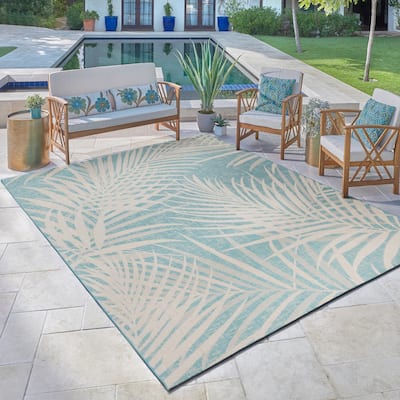 Gertmenian Paseo Paume Casual Palm Leaf Flatweave Indoor/ Outdoor Area Rug