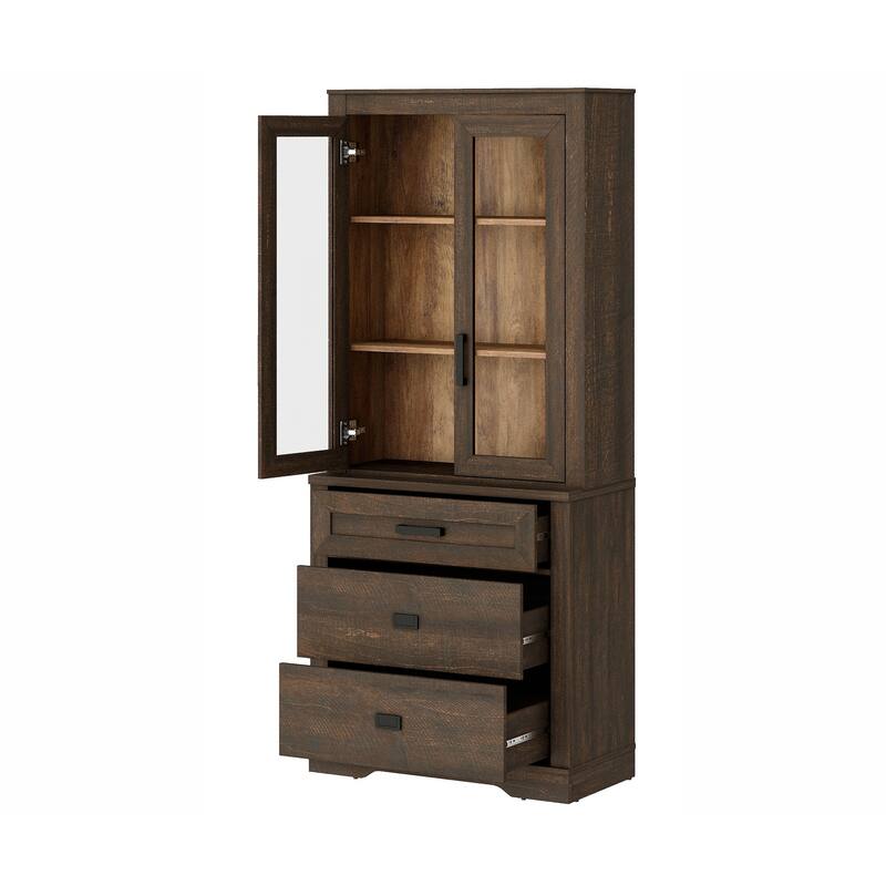 3 Tier Bookcase with Drawer,73.3" Tall Floor Standing Bookshelf