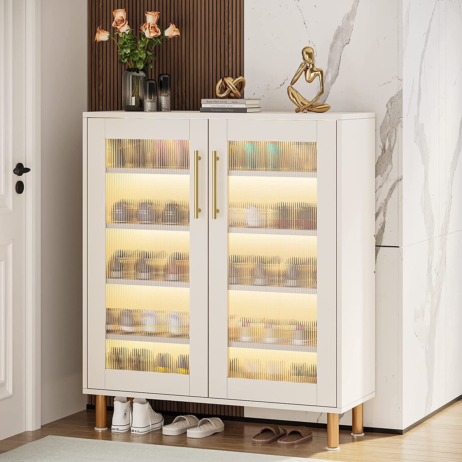 2 door Shoe Storage Cabinet with Solid Wood Legs Bed Bath Beyond 37529834