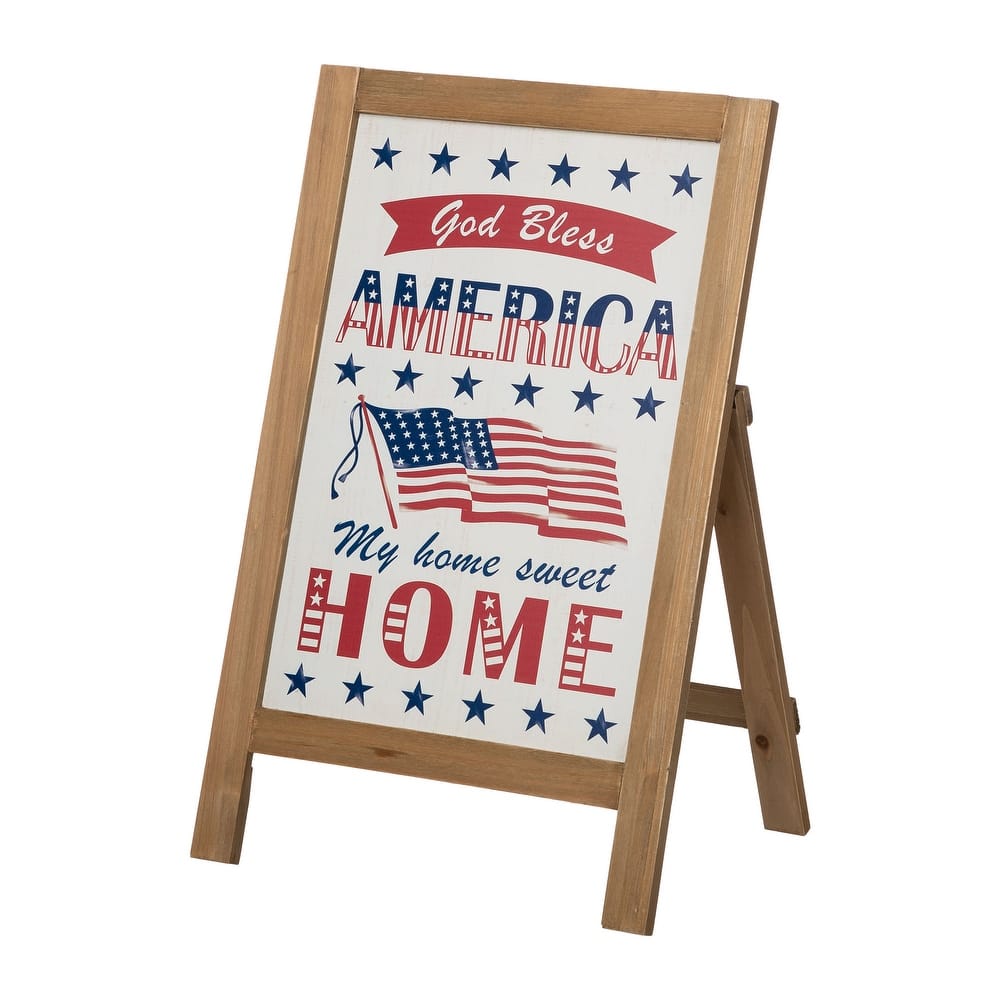 Glitzhome 24"L Wooden Patriotic Americana Wall Hanging Sign Porch Decor - 24 x 15