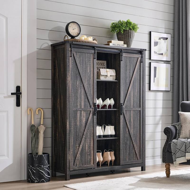 Farmhouse Shoe Storage Cabinet, 7-Tier Shoe Organizer, Shoe Rack