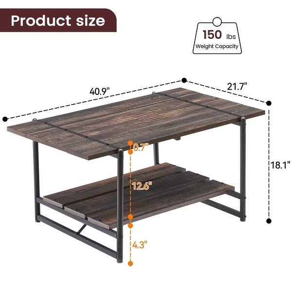Wood Coffee Table with 2 Tier Storage Shelf - Bed Bath & Beyond - 40401489