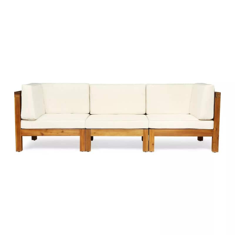 Roomfitters Outdoor X-Back Loveseat with Acacia Wood Frame and Weather-Resistant Cushions