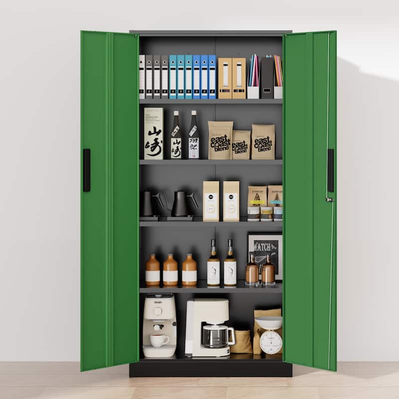 71 inch Garage Storage Cabinet Shelving Kitchen Pantry Locker with Adjustable Shelves for Office, Garage, Home, Pantry
