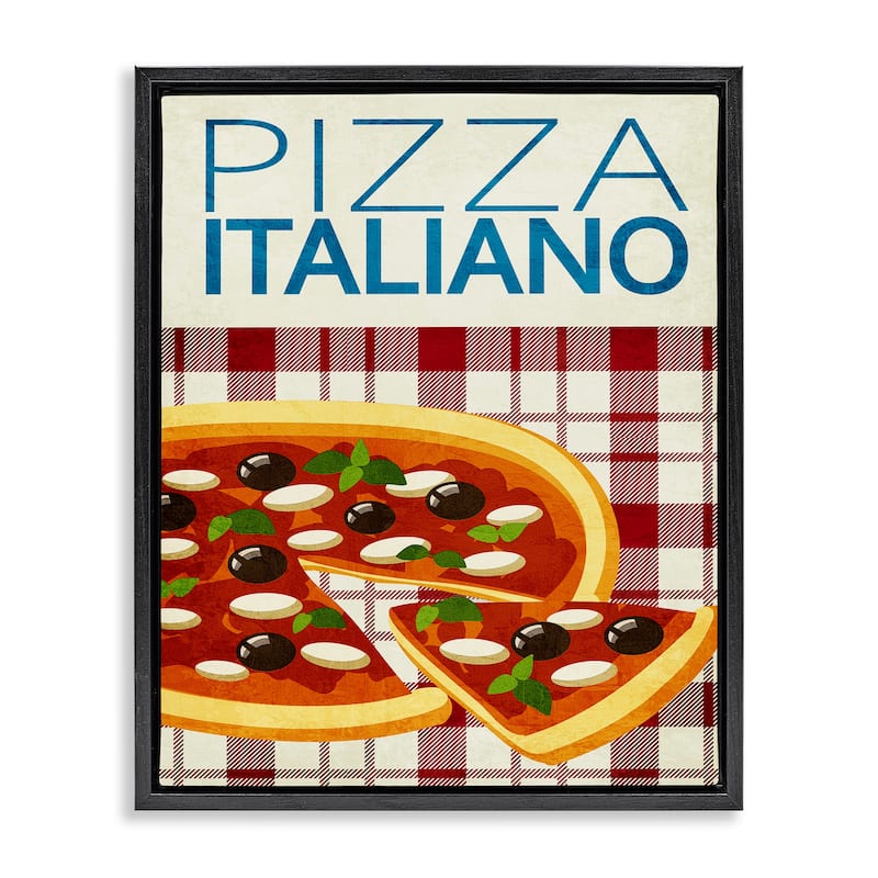 Stupell Classic Pizza Italiano Framed Floater Canvas Wall Art Design By Kim Allen - 25 x 31 - Black