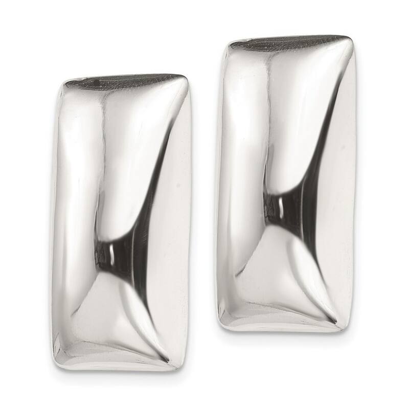 Curata 925 Sterling Silver 29x17mm Non Pierced Rectangle Button Earrings