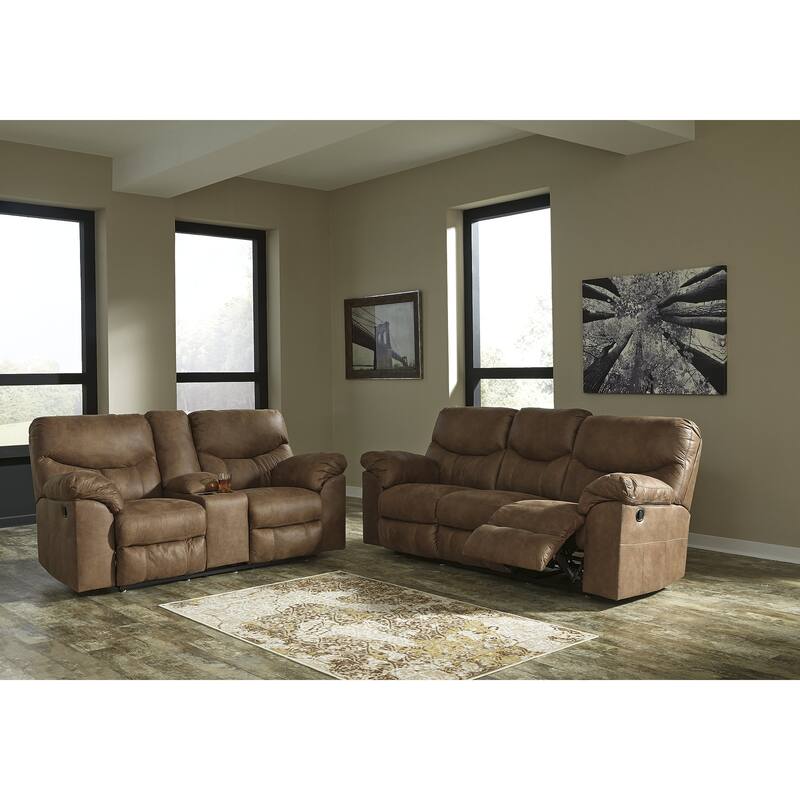 Signature Design by Ashley Boxberg Brown Reclining Loveseat with Console