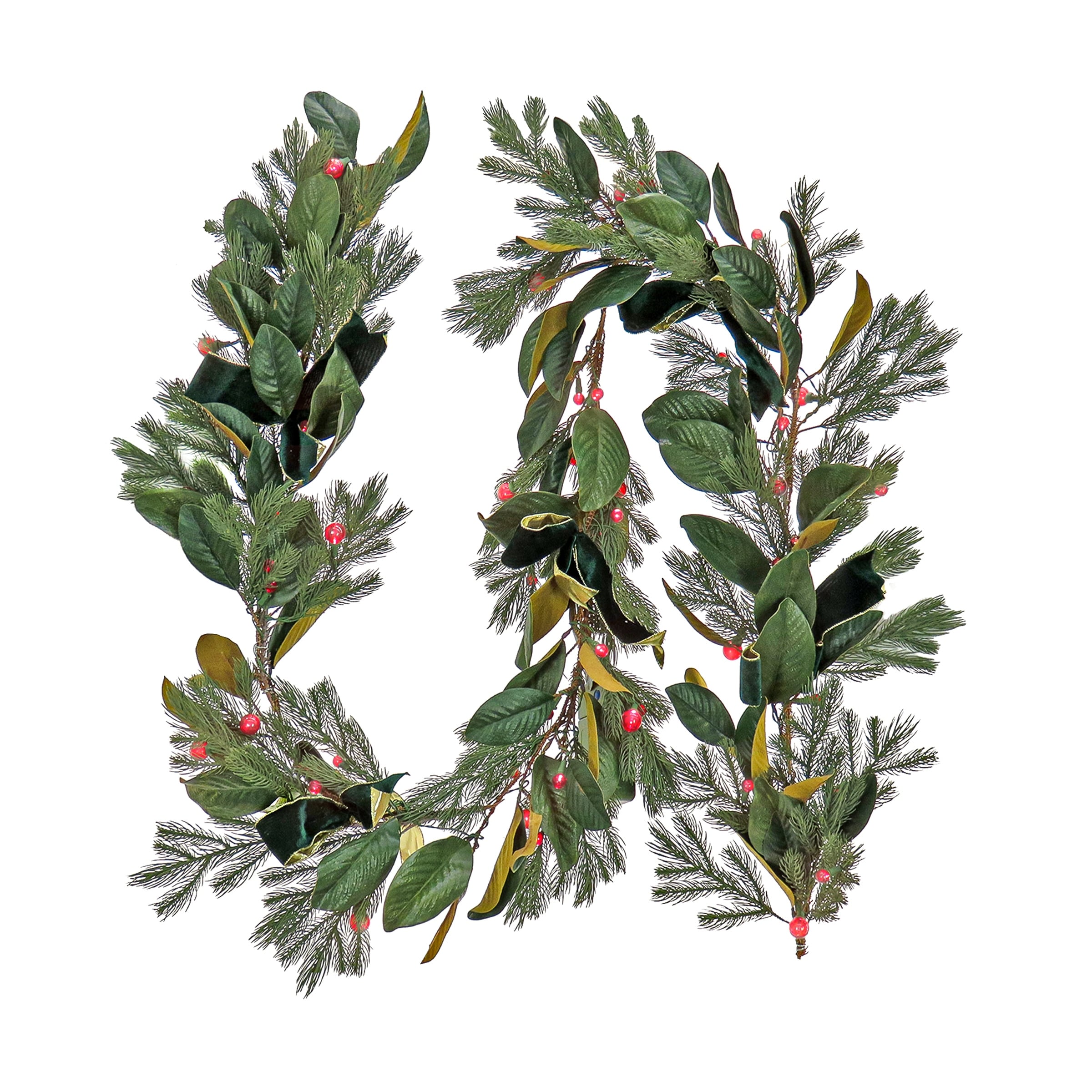 National Tree Company 9 ft. Magnolia Mix Pine Garland with LED Lights and Bows - 9 ft