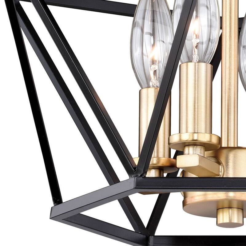 Geometric Cage Ceiling Light - Bronze Gold Flush Mount - Modern Interior Lighting 14.5 Inch - 11.75