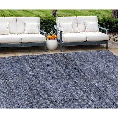 HomeRoots Striped Transitional Rectangle Outdoor Rug