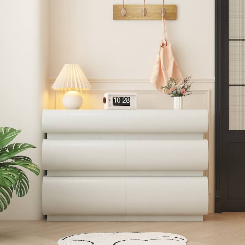 Modern 6 Drawer Dresser for Bedroom - White