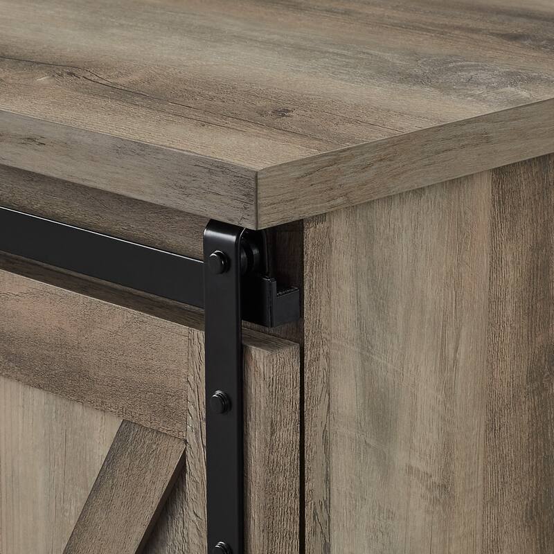 Farmhouse Grey Wash TV Stand with Sliding Barn Doors for TVs up to 65 Inches