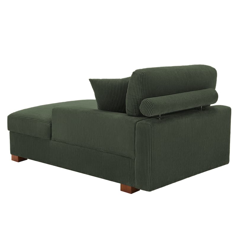 Upholstered Corduroy Modular Sectional Sofa with 2 throw pillows
