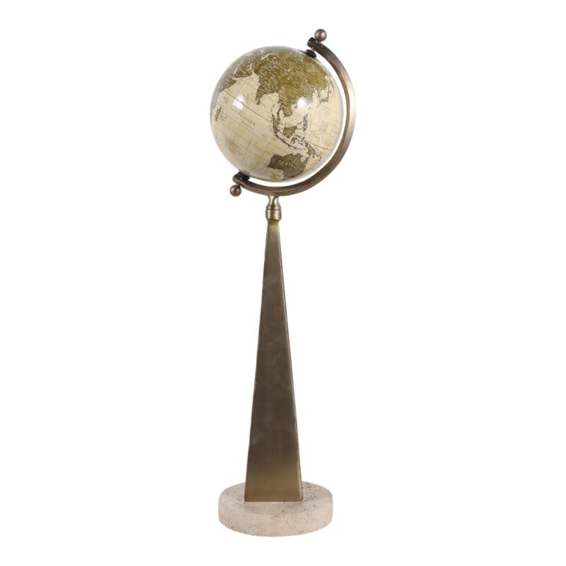 Decorative Tall Globe Statue with Sculpture Base - 30", Bronze - 30.0"