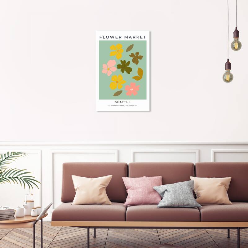 Wynwood Studio Canvas Floral and Botanical Flower Market Seattle Yellow and Modern & Contemporary Wall Art Canvas Print - 30 x 20