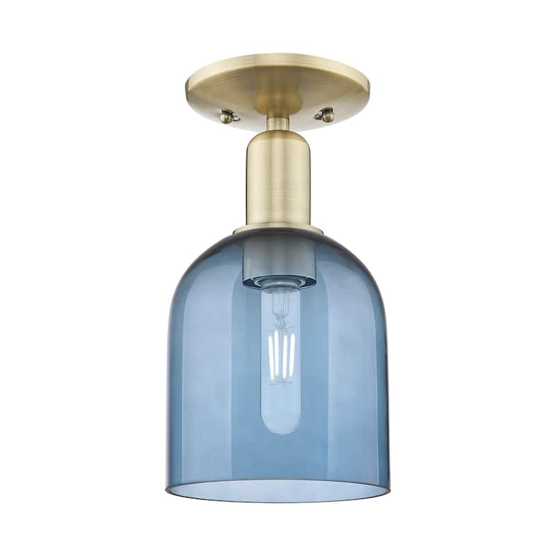Innovations Lighting 716-1C-11-6 Bella Semi-Flush Bella 6" Wide - Antique Brass / Blue