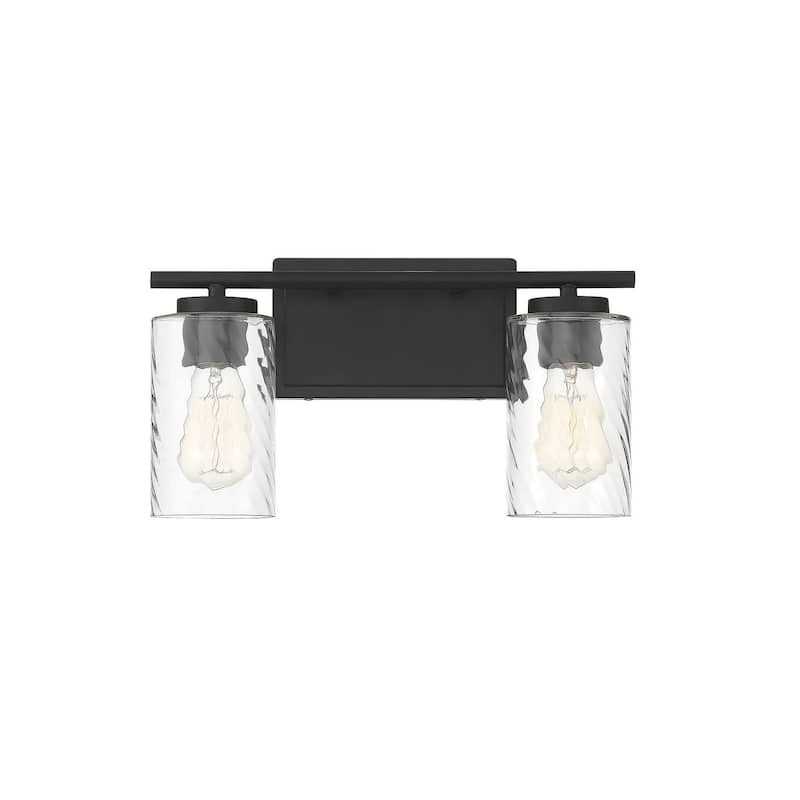 Meridian M80037 2 Light 15" Wide Bathroom Vanity Light with Swirl - Matte Black