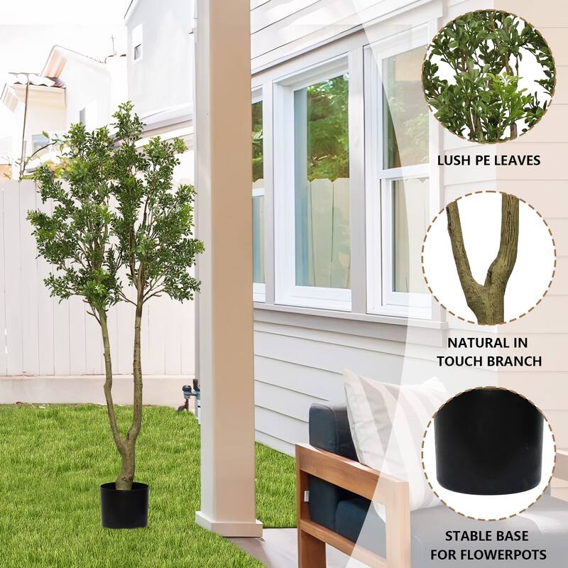 GDFStudio - Zorion 5.2FT Artificial Tree with Faux Natural-Look Trunk and Lush Evergreen Foliage