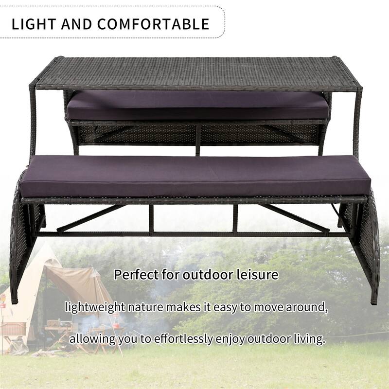 Outdoor Loveseat and Convertible to Four Seats and a Table
