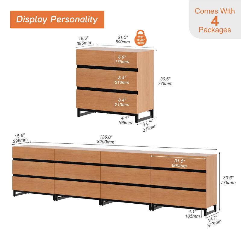 Dresser for Bedroom, Closet Organizers and Storage with Adjustable Shelves, Wooden Modern Dresser